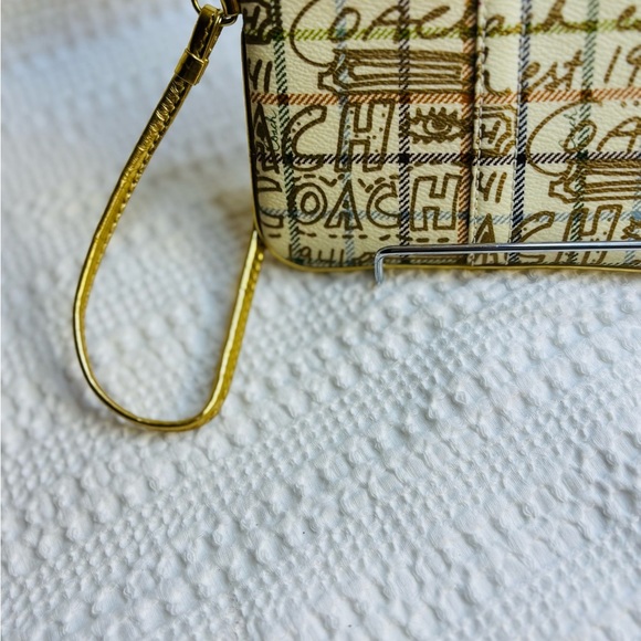 Coach Poppy Graffiti Plaid Scribble Cream Bag Wallet / Wristlet - No Tag - Picture 3 of 10
